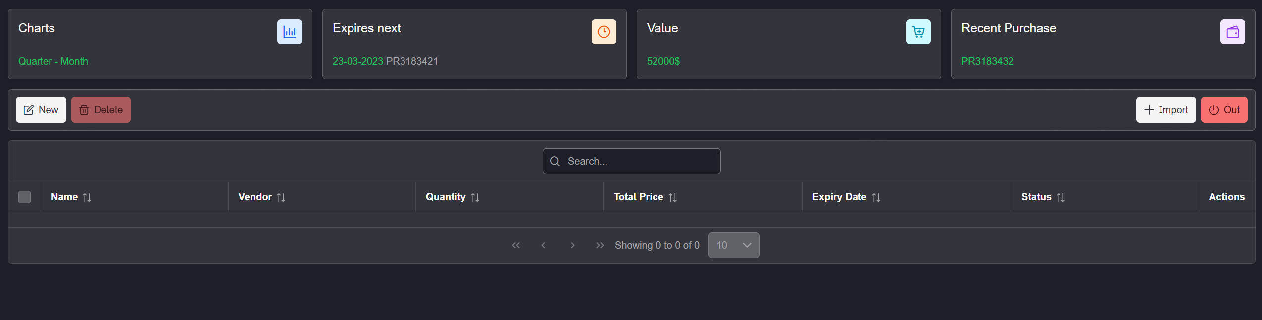 Vue Tracker — Inventar-Dashboard